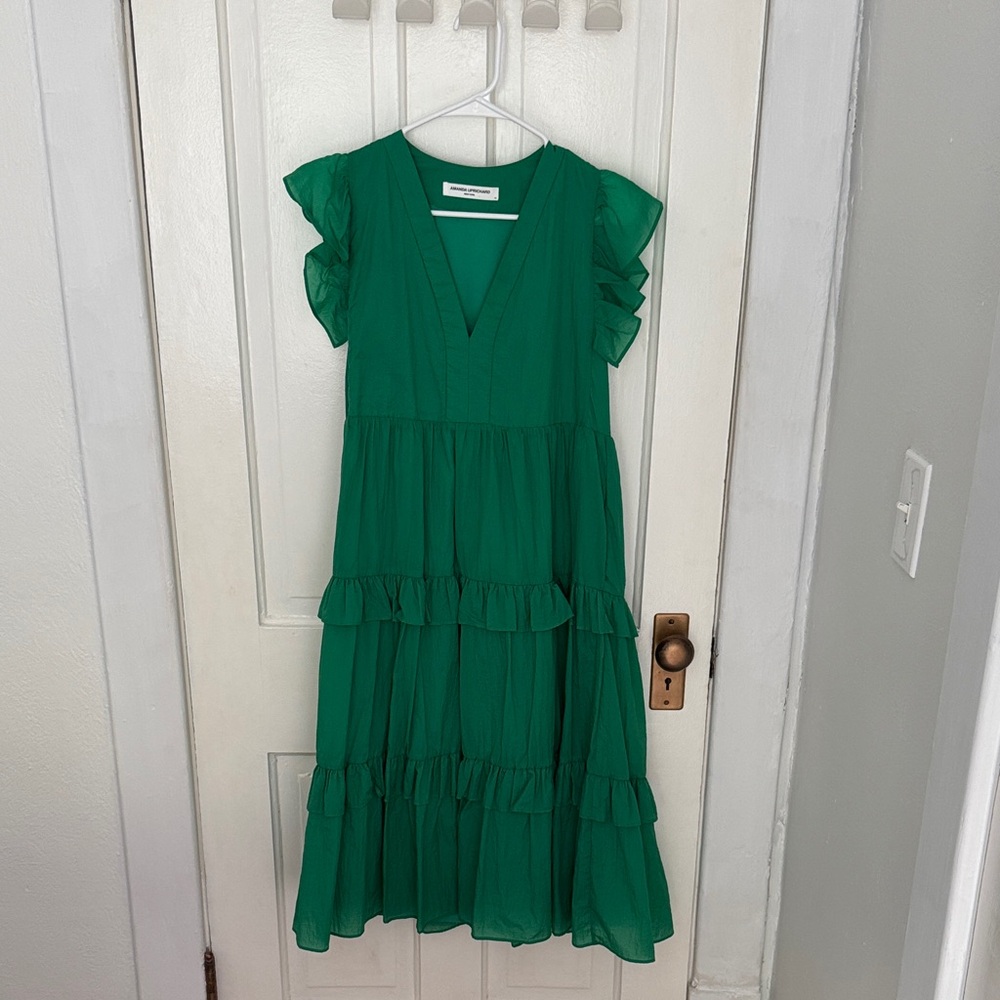 Amanda Uprichard Emerald Ruffle Dress